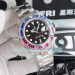 Swiss Replica Rolex GMT-Master 2 Rainbow Watch Black Dial Stainless Steel